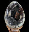 Septarian Dragon Egg Geode - Black Crystals #72054-1